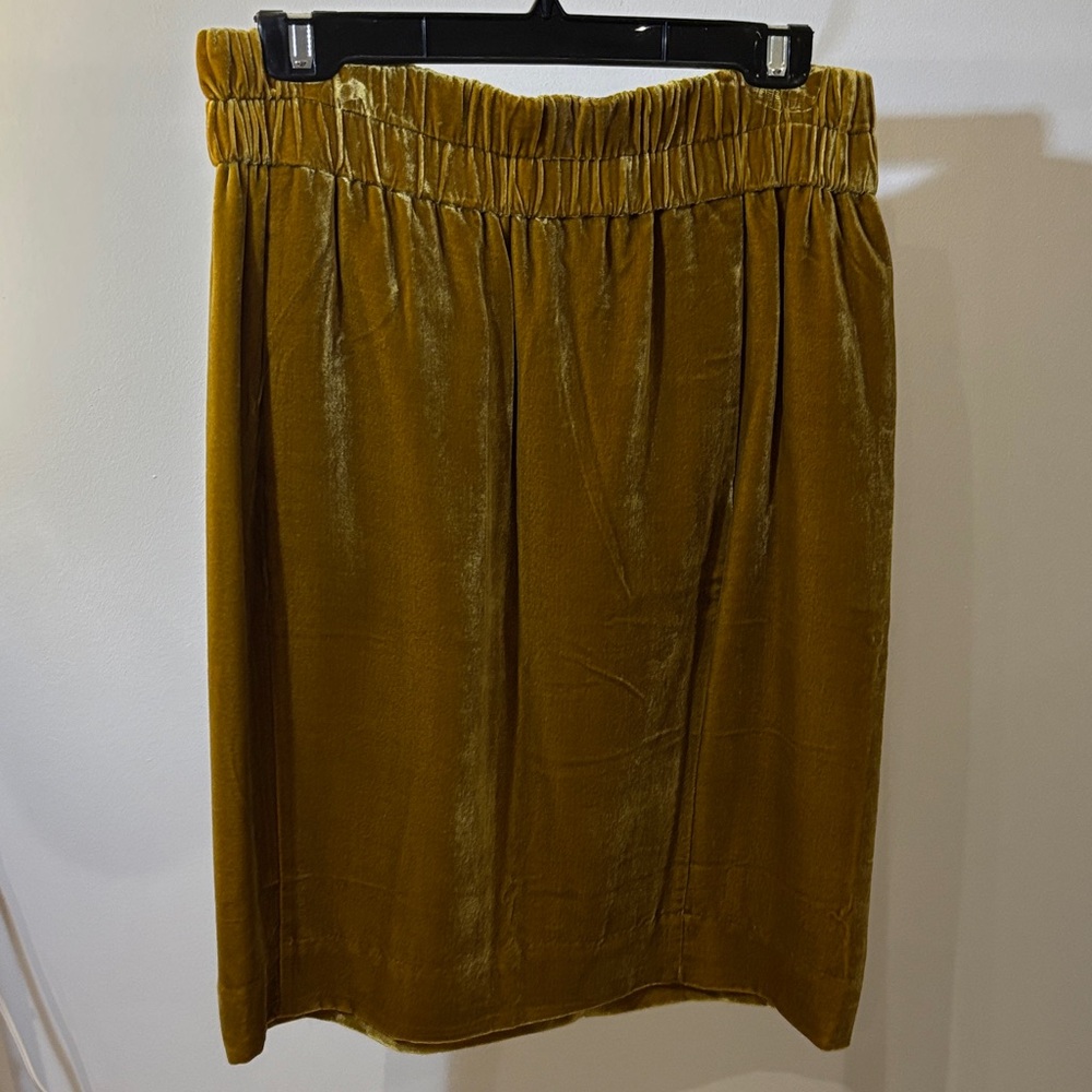 J. Crew Mustard Velvet Pencil Skirt